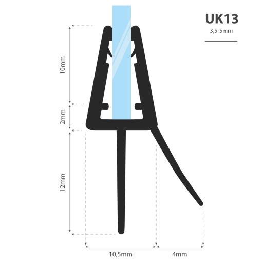 Уплотнитель для душевой кабины 190см 3,5 5 мм UK13