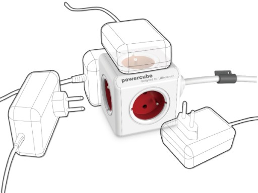 Планка Allocacoc PowerCube 4 розетки + 2xUSB 3м