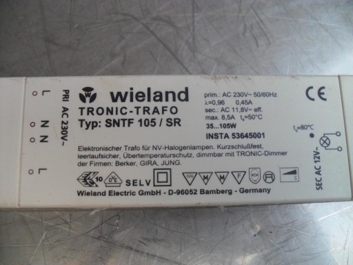 WIELAND TRONIC-TRAFO SNTF 105/SR