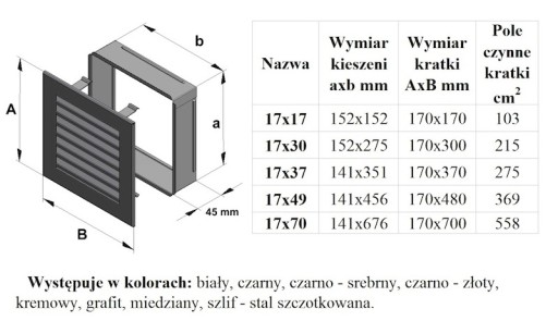 # СВЕЖИЙ КАМИН ВЕНТИЛЯЦИОННАЯ РЕШЕТКА 17x17 черный