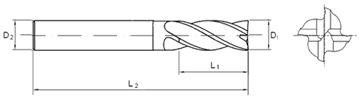 Твердосплавная фреза VHM 4p 1мм хвостовик 4мм TiAlN 50HRC CNC