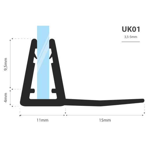 Уплотнитель для душевой кабины 90см 3,5 5 мм UK01