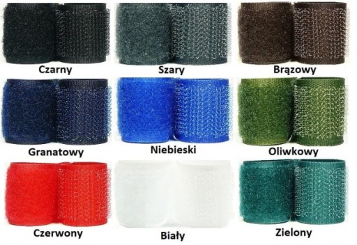 Taśma RZEP 40mm 1mb KOMPLET kolory CZARNY