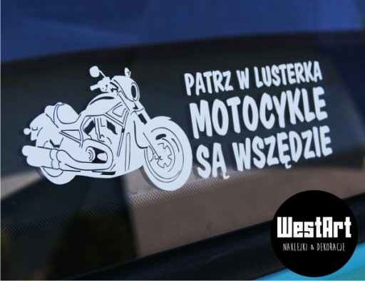 Автомобильная наклейка ПОСМОТРИ В ЗЕРКАЛА МОТОЦИКЛЫ ВЕЗДЕ *Узоры *Цвета *25см