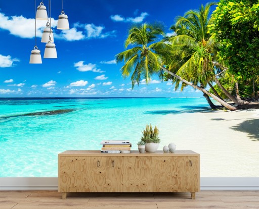 3D обои Мальдивы пляж пальмы 368x254 F00621