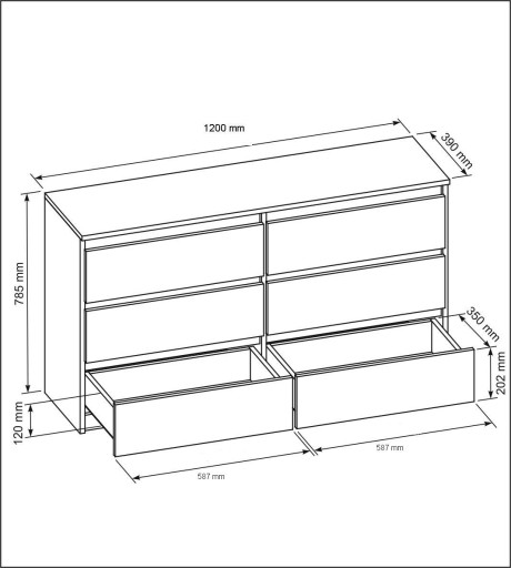 POJEMNA KOMODA 6 SZUFLAD 120 CM OD PRODUCENTA!