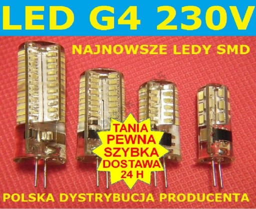 Лампа G4 24x LED 3WAT 230V силикон КАЧЕСТВО холод.