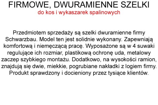 SZELKI 28 do kosy pasy nośne uprząż kosa spalinowa