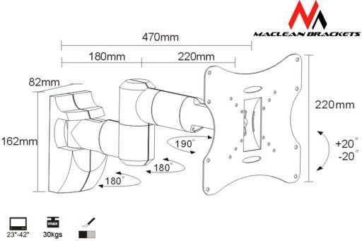 ПОВОРОТНАЯ ПОДВЕСКА ДЛЯ ТЕЛЕВИЗОРА VESA 200x200