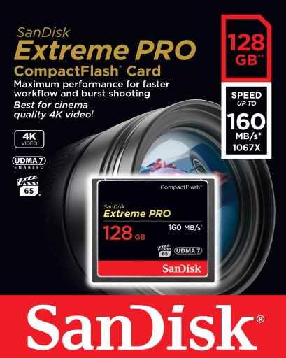 SanDisk CF Extreme PRO 128 ГБ UDMA7 4K 160 МБ/с