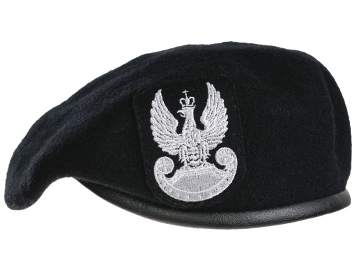 Beret Wojskowy Tłoczony z Orłem - MW, Wojska Pancerne, Zmech Czarny 60