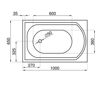 Классическая ванна POLIMAT 100x65 см, корпус сифон