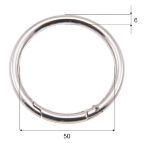 Открывающееся металлическое КОЛЬЦО 50/6 мм ДУГА для сумочки