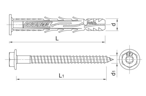 Kołek rozporowy ramowy 10x200mm Rawlplug PACZKA 25