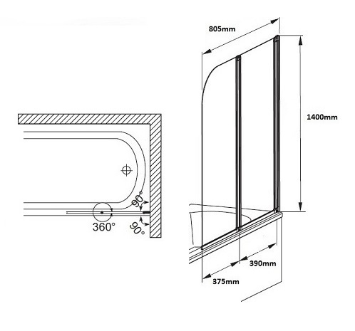 BESCO MODERN ВАННА С ЭКРАНОМ 130x70 см КОРПУС