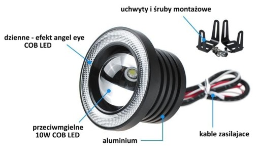 ДХО COB LED дневные ходовые огни Angel Eye 76мм