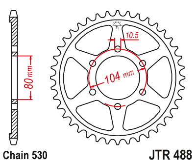 ЗАДНЯЯ ЗВЕЗДОЧКА JT JTR488.44 - ZX-9R ZXR