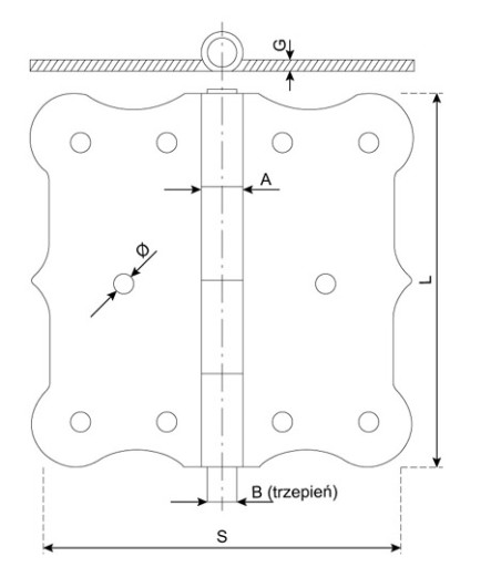 Петля декоративная строительная, желтая оцинковка, 80x80мм