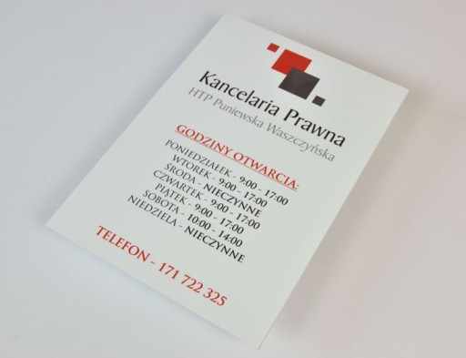 tablica szyld A4 druk UV płyta PCV 3mm tabliczka informacyjna z logo