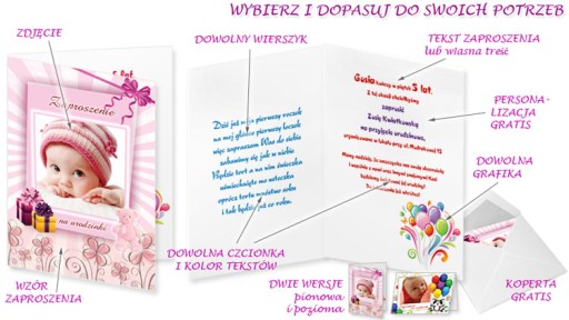 zaproszenie na roczek, urodziny + kalendarz gratis