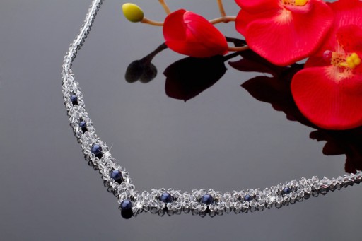 Свадебный комплект SWAROVSKI elements темно-синий белый экрю