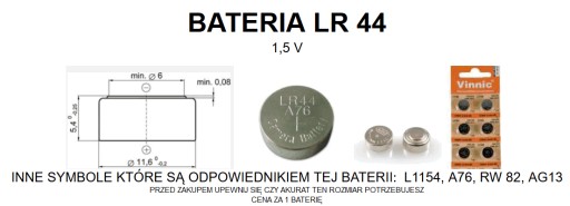 bateria ... LR 44 ... (AG4, 376, 377)