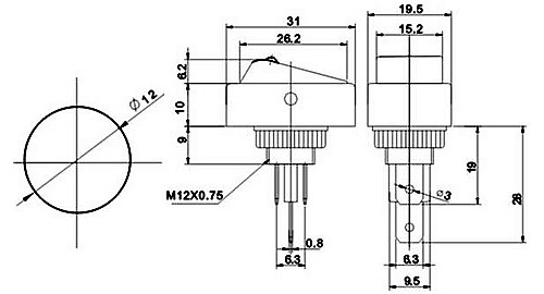 WŁĄCZNIK PRZEŁĄCZNIK Z DIODĄ LED CZERWONY 12V 20A