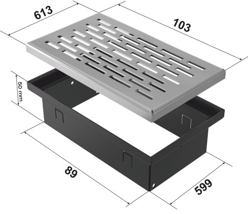 Решетка напольная FLOOR, полированная, пол 90х600