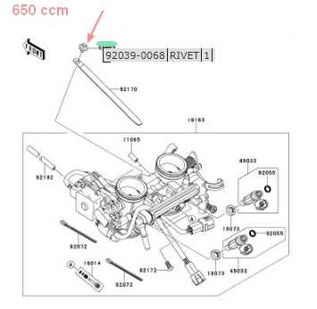 ПЛАСТИКОВЫЙ ШТИФТ B22085 Kawasaki 92039-0068