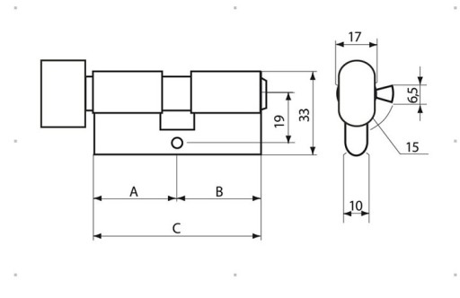 Вставка с ручкой дверного замка G 35/30 латунь GERDA