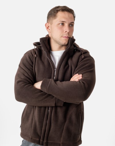 Теплая мужская флисовая толстовка с капюшоном Men's Fleece MAX01 3XL коричневая