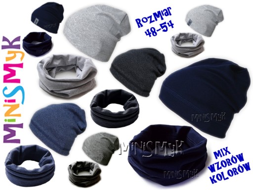 Komplet CZAPKA + TUBA beanie komin KOLORY r. 48-51