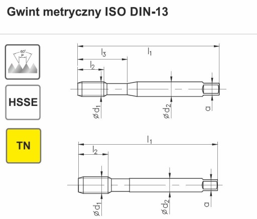 GWINTOWNIK MASZYNOWY M3 800X INOX AL TiN FANAR B