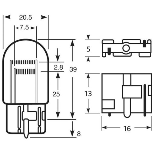 Żarówka W21/5W T20 7443 W3x16q 12V 21W/5W -10 SZT
