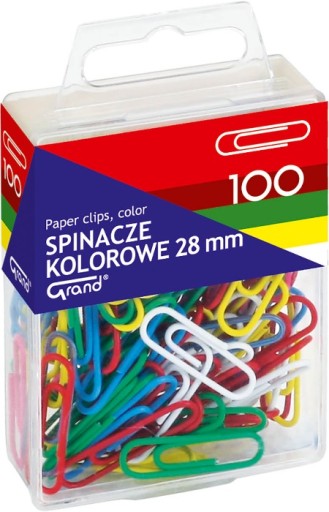 Spinacze biurowe okrągłe 28 mm 100 szt kolorowe