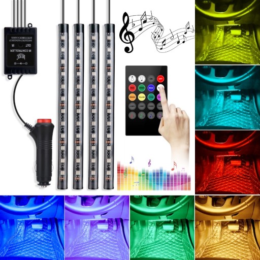 OŚWIETLENIE KABINY 4x12 LED RGB MUSIC AUDIO DŹWIĘK