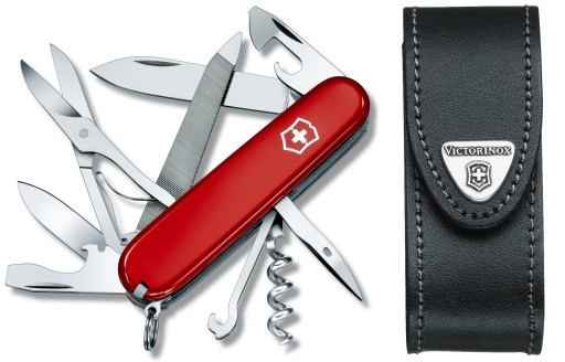 Victorinox 1.3743, Карманный нож Mountaineer + кожаный чехол 4.0520.3, 91 мм