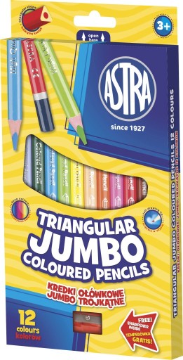 Треугольные карандаши JUMBO, 12 цветов.