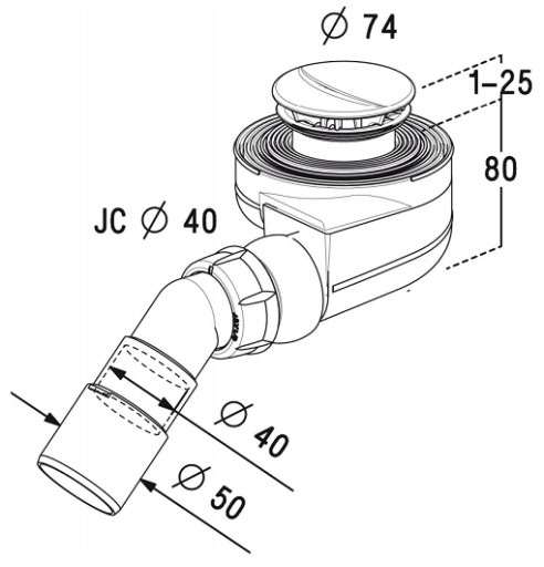 СИФОН RADAWAY TURBOFLOW ДЛЯ ДУШЕВОГО ПОДДОНА 50 мм TB50P