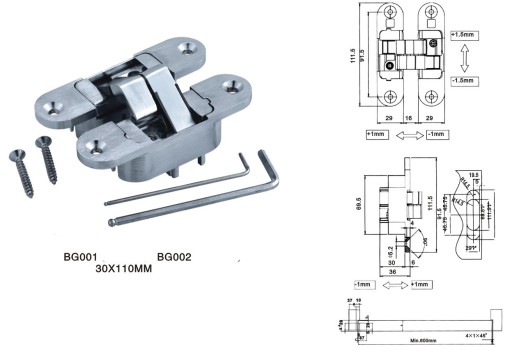 Петля Kubica Hidden Invisible Hinge 110 мм L или R