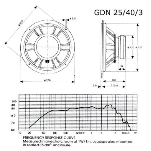 НЧ динамик Tonsil GDN 25/40/3 Altus75/110