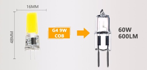 Żarówka G4 LED COB 9W 220 230V - biały zimny MOCNA