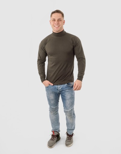 Elegancki Sweter Golf Męski Golfy WXM 5XL brązowy