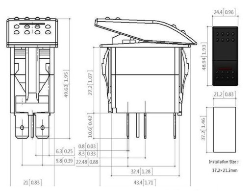 CARLING SWITCH IP68 СВЕТОДИОДНЫЙ ВЫКЛЮЧАТЕЛЬ 12-24В 20А RED ROCK LIGHTS