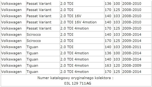 ВПУСКНОЙ ПАТРУБОК 2.0 TDI COMMON RAIL 03L129711AG VW