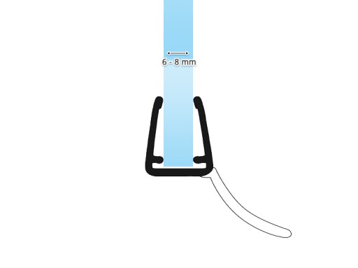 Уплотнитель для душевой кабины 6-8мм UK12, 190см