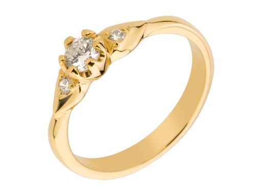 Золотое кольцо Diamanti с 3 бриллиантами 0,18CT