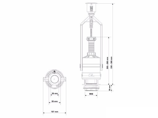 СЛИВНОЙ КЛАПАН KK-POL ДЛЯ COMPACT С ФУНКЦИЕЙ СТОП