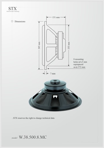 Głośnik nisko - średniotonowy STX W.38.500.8.MC