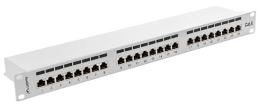 PATCH PANEL 24 PORT 1U KAT.6 FTP SZARY LANBERGPATCH PANEL 24 port kat 6 FTP